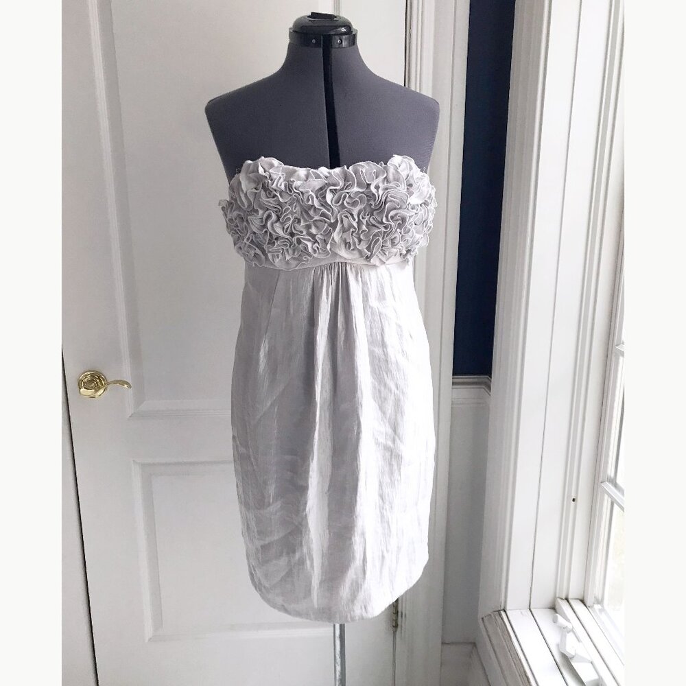 Aqua Silvery Gray dress with rosette detailing, size M